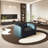 Black semi circular arc  negotiating sofa