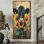 «Donzel Cow», peinture avec pivoines IV - vache, art mural