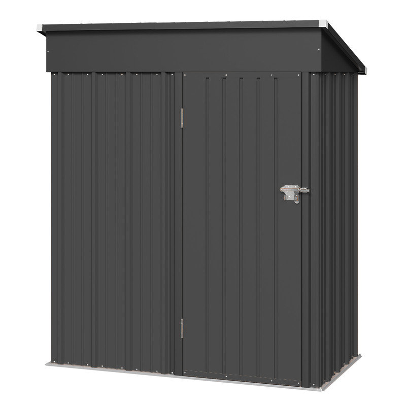 5 ft. W x 3 ft. D Metal Garden Shed Storage Shed with Sloping Roof, Lockable Door & Ventilation, Black