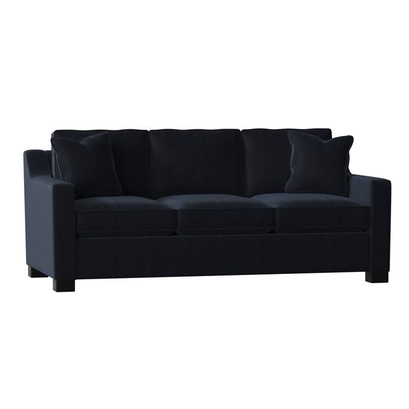 Aceyon 79" Square Arm Sofa Bed with Reversible Cushions, Espresso, Entice Indigo