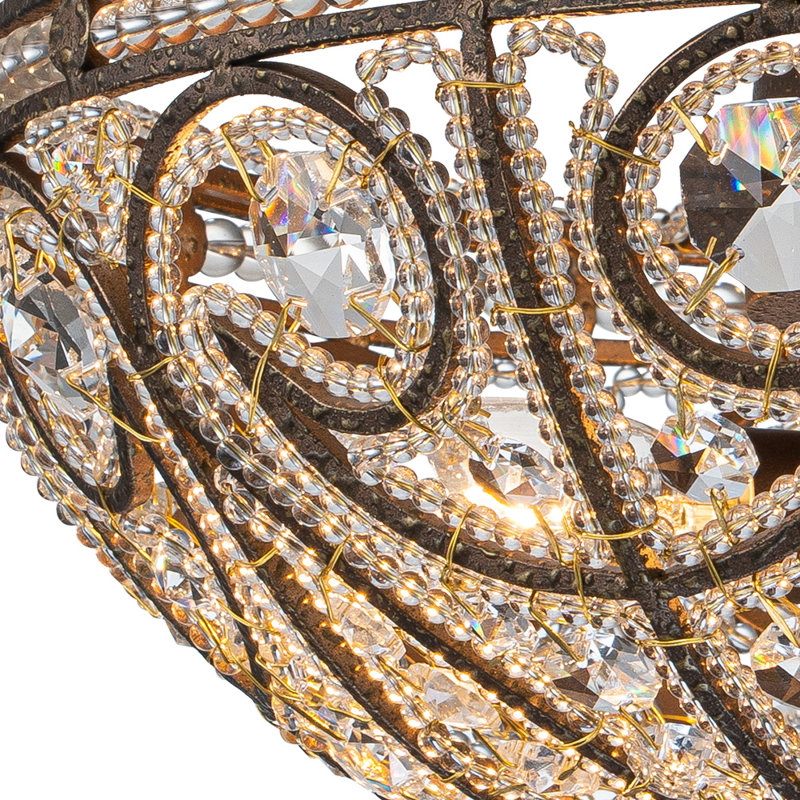 3-Light Drum Crystal Semi Flush Mount
