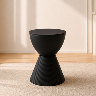 Durant Modern Hourglass Drum End Table with Removable Storage Lid, Indoor Outdoor Side Table & Small Patio Stool, No Assembly Lightweight Accent Table