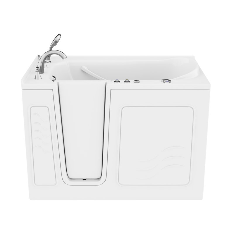 Therapeutic Tubs 30 in. x 53 in. Left Drain Quick Fill Walk-In Whirlpool Tub with Powered Fast Drain in White, Left, White