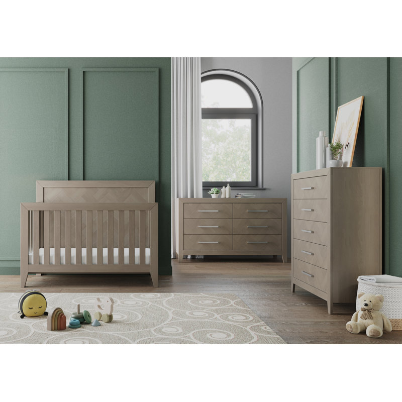 Kieran 4 -in-1 Convertible Crib, Crescent Grey