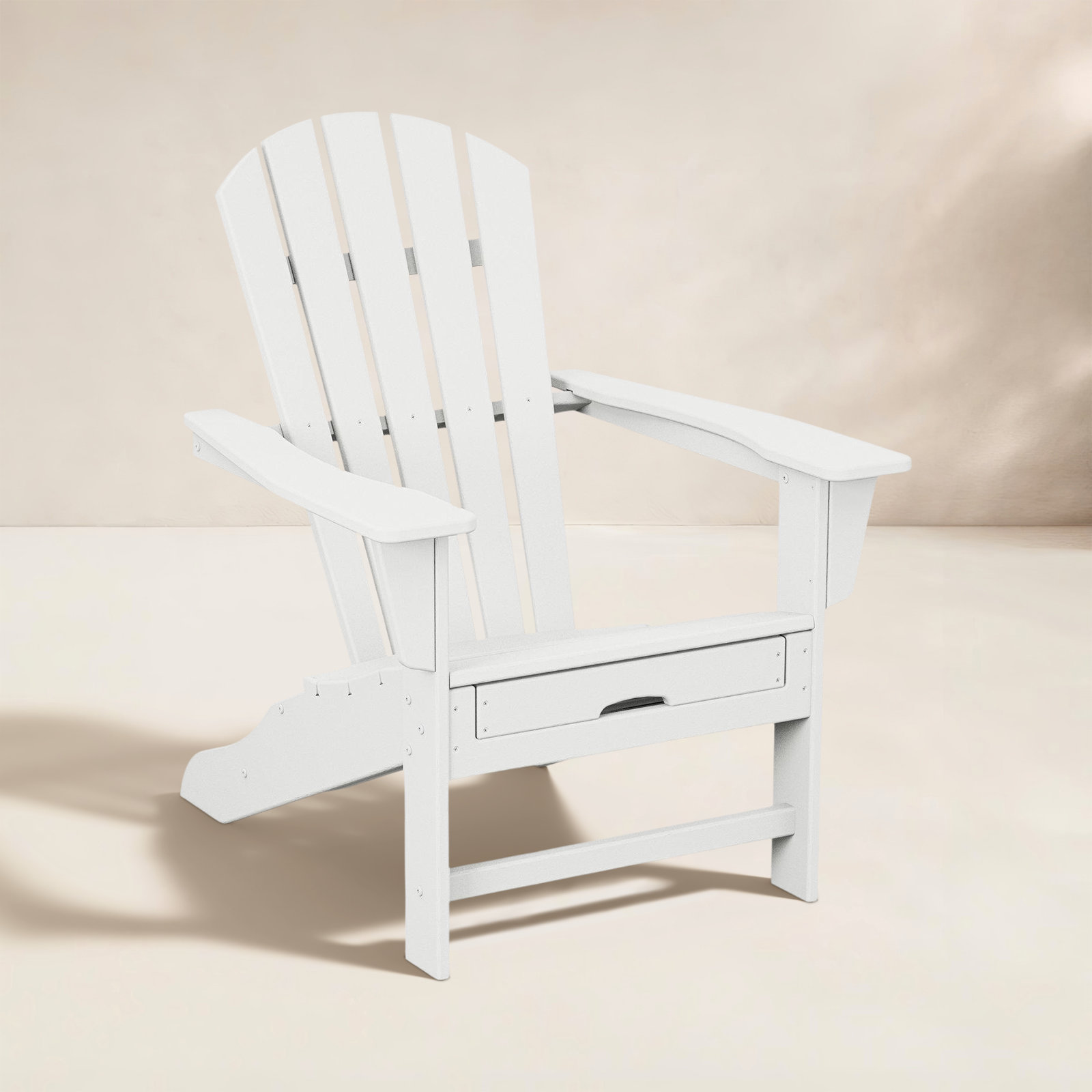 POLYWOOD® Verlyn Adirondack Chair with Hideaway Ottoman, White
