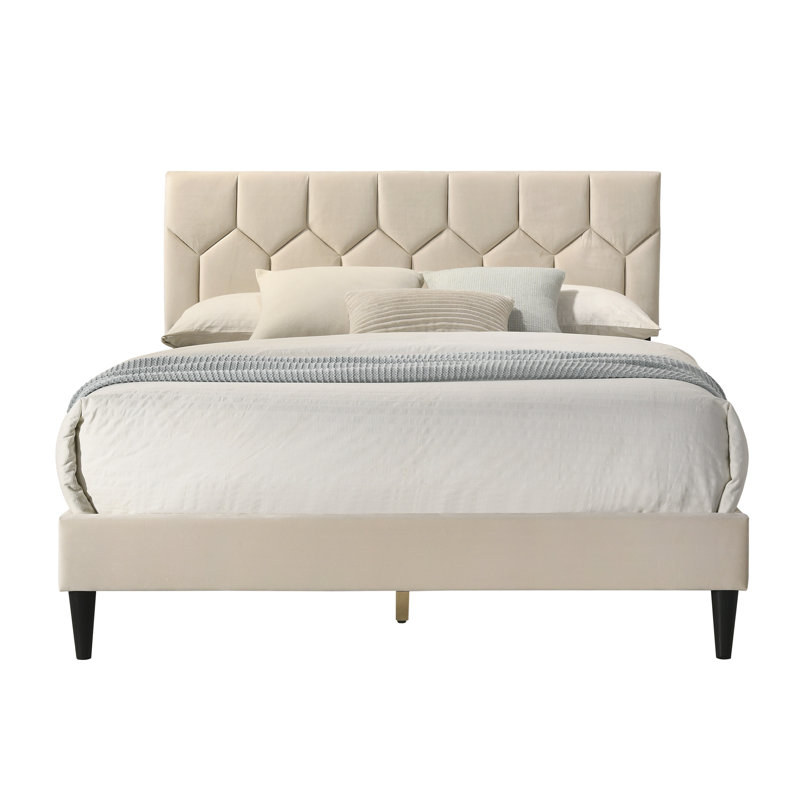  Upholstered Double Bed, Beige