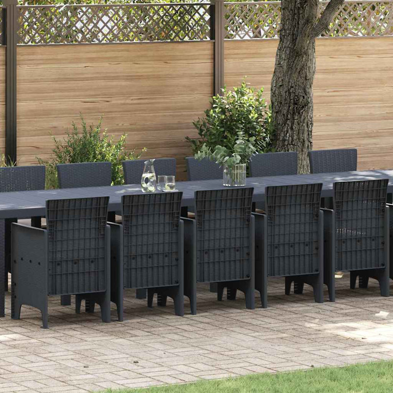 Garden Dining Set 17 Pcs Anthracite Poly Rattan
