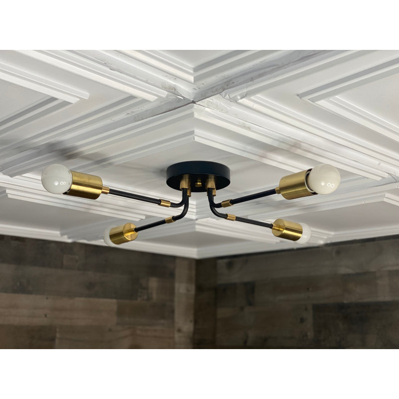 Plafonnier semi-encastré 4 lumières Argelis, Nickel brossé