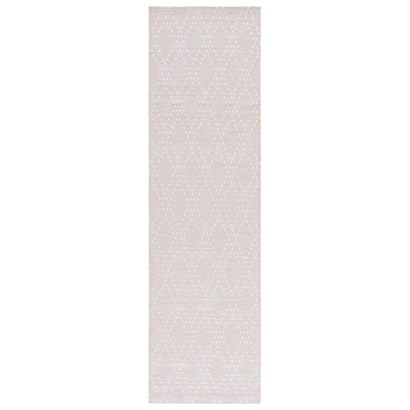 Piccio 850 Polypropylene/Polyester Geometric Indoor/Outdoor Rug in Salmon/Gray, Runner 2'2" x 8'