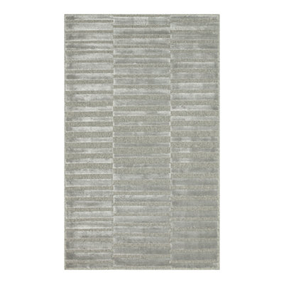 Tapis gris en laine / viscose tissé à la machine Delacruz