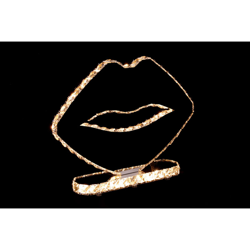 House of Hampton® Inc Crystal 19.3" Lips Sign With Two Colors Led Table Decor