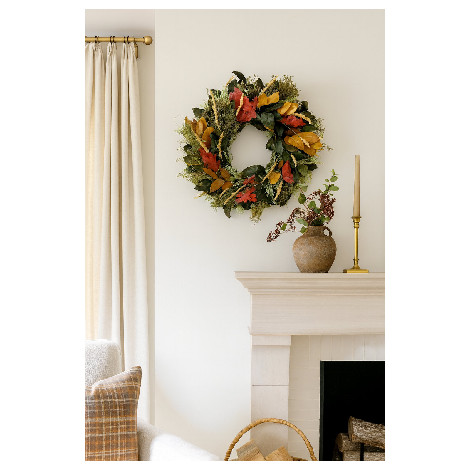 Preserved Fall Salal, Oak, And Sweet Annie Wreath