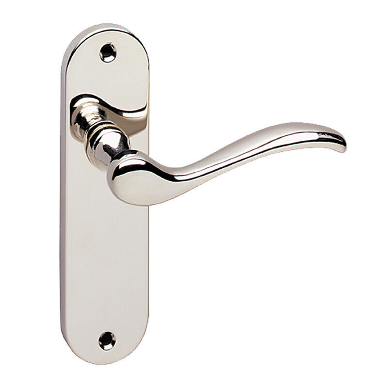 6x Urfic Geneva Metal Lever Latch Door Handles Set Rose Internal & External, Polished Nickel Plain