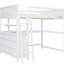 Lit mezzanine double avec tiroirs - Aménagement efficace de la chambre à coucher, bureau de travail blanc et rangement pour transformer votre espace en espace de production