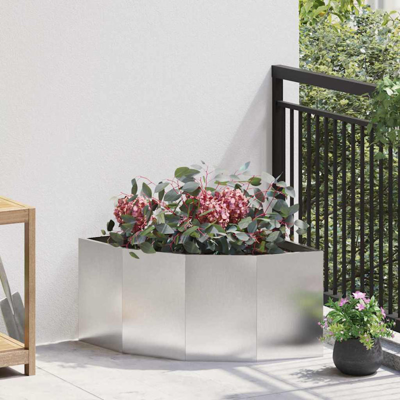 Planter Box, 35cm H x 60cm W x 60cm D, Silver