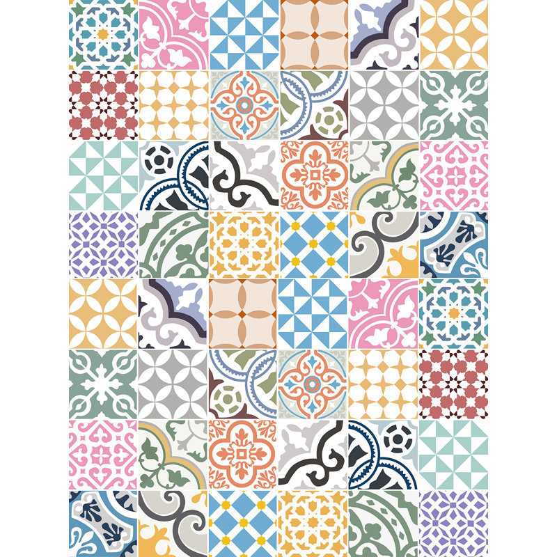 Julia Vinyl Machine Printed Area Rug, Rectangle 3'3.4" x 4'4.4"
