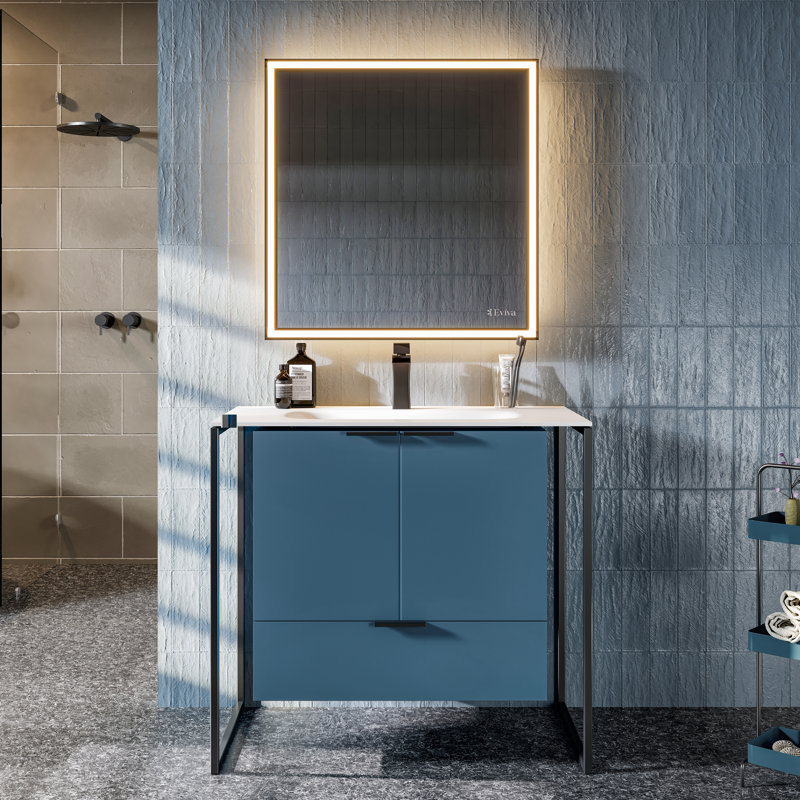 Mendiola 26 In. Wall Mount Single Sink Bath Vanity With Solid Surface Top And Integrated Sink, White