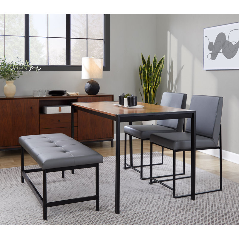 Brieon Faux Leather Bench, Gray