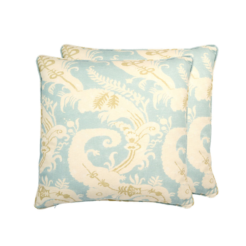Vienna Floral Linen Pillow Cover, Blue