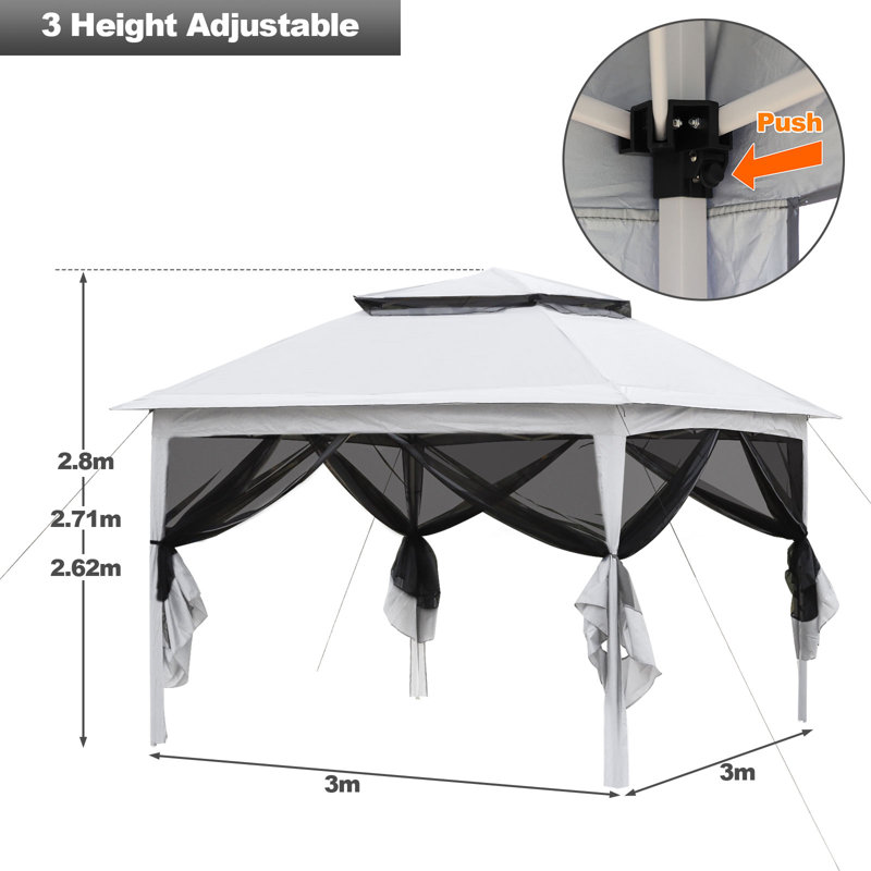 Athelene 3m x 3m Metal Pop Up Gazebo, White