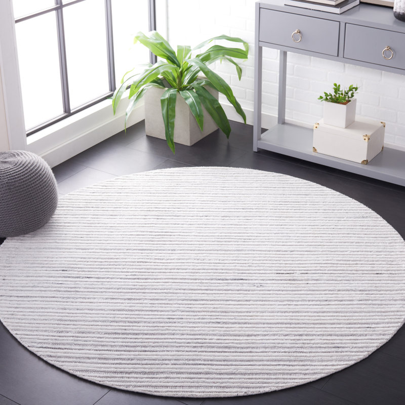 Jennalee Hand Woven Performance Striped Rug, Round 6'