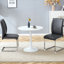 Ensemble de table et de chaises. Petite table ronde stable en forme de verre - 31,9 po x 31,9 po avec chaise en polyuréthane doux et confortable avec pieds en métal arqués argentés.-331952612-331952633