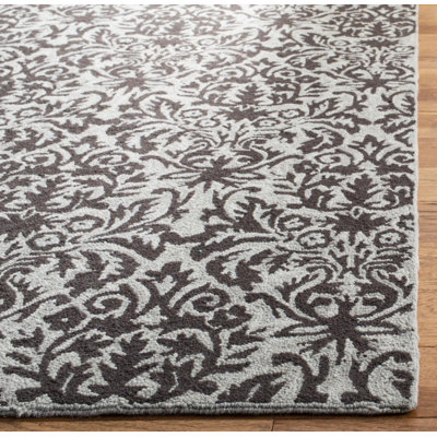 Rectangle Damask Wool Hand Woven Area Rug
