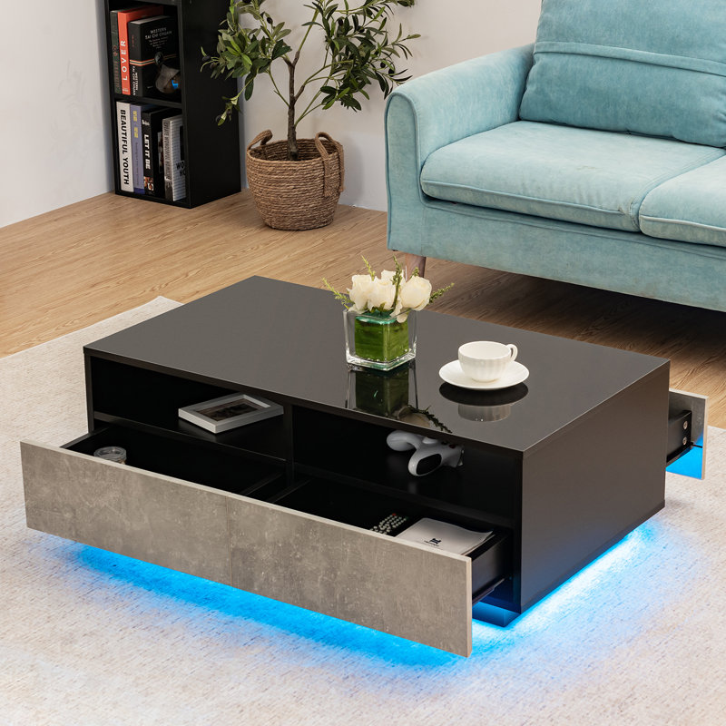 Table basse avec rangement et lumière DEL RVB Khaleesy, Grey