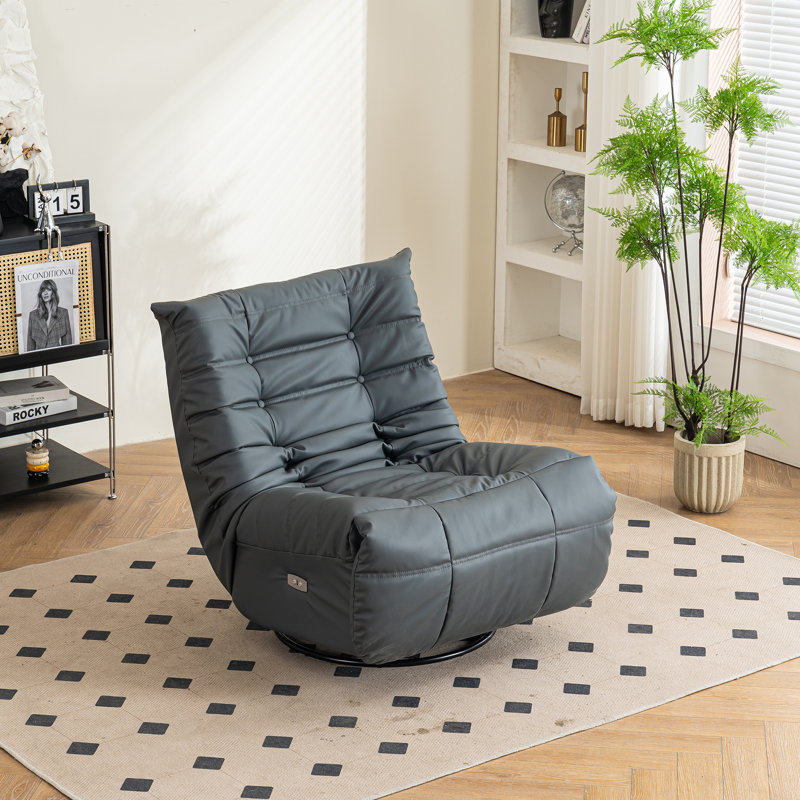 Fauteuil inclinable et pivotant en cuir Vegan, Similicuir gris foncé