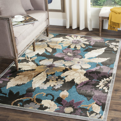 Tapis beige / bleu sarcelle