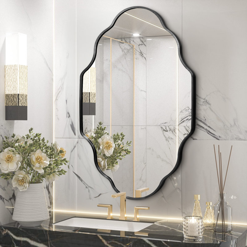 Oval Bathroom Mirror, Aluminium Frame Vanity Mirror with 4mm HD Shatterproof Glass, Wall Mounted Portrait or Landscape, Black