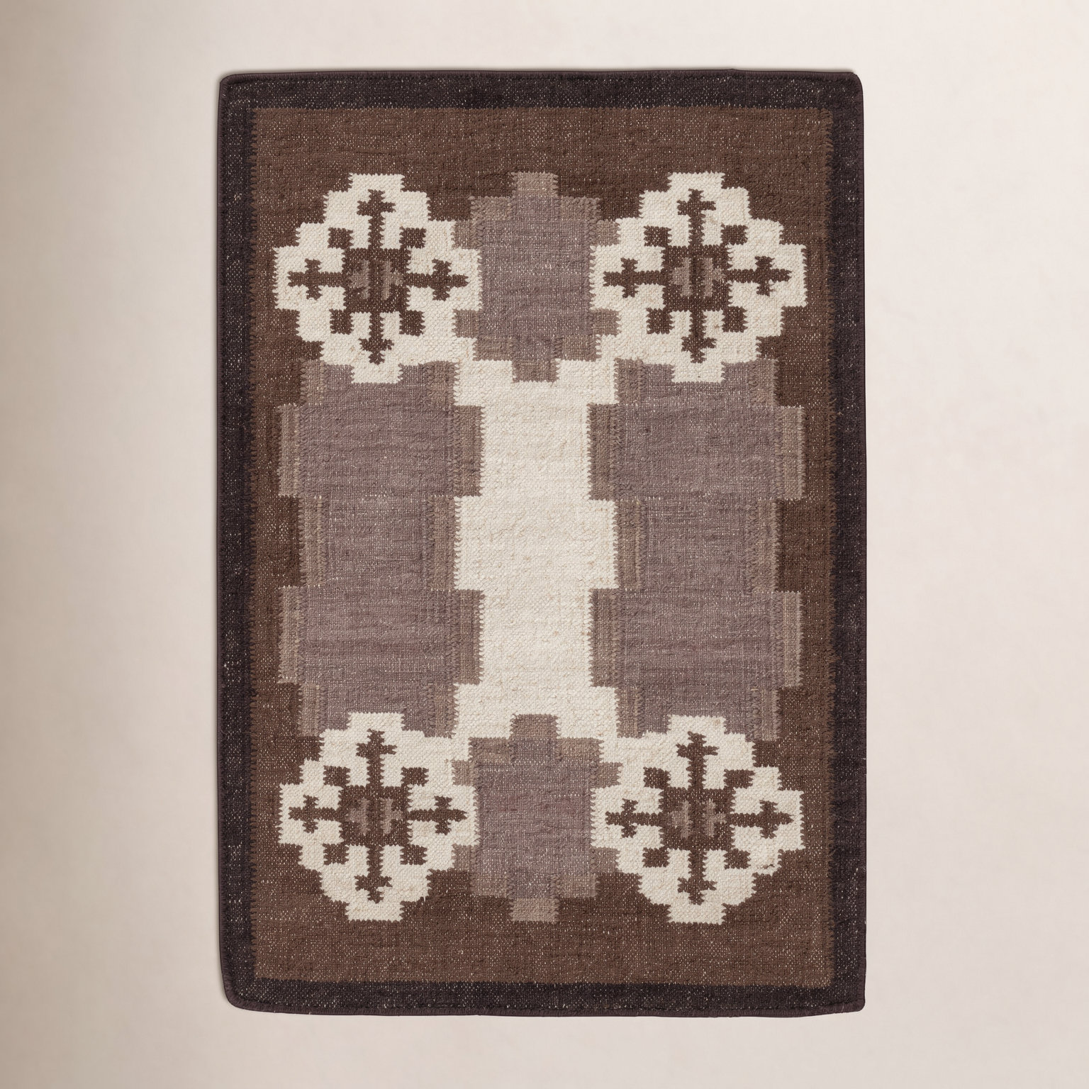 Heidi Flatweave Wool Nordic Scandinavian Rug, 2'x3', Brown