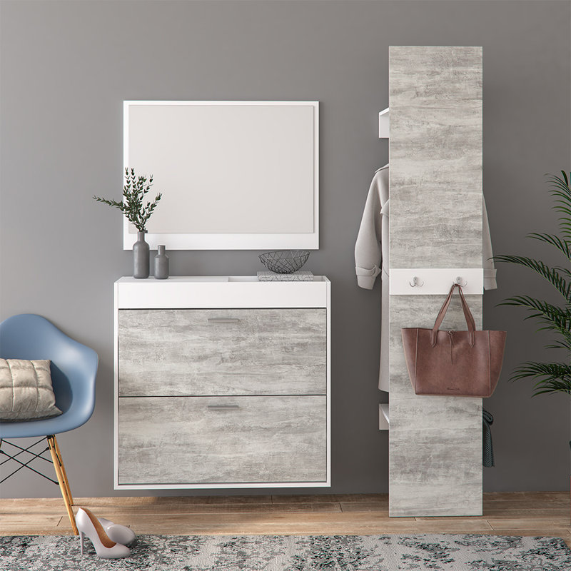 Gassville Hall Tree with Shoe Storage, Concrete