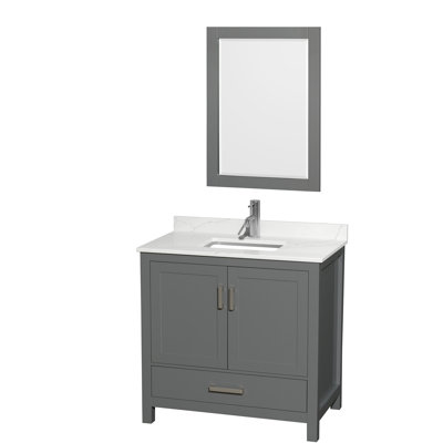 Ensemble de meuble-lavabo simple 36 po avec plateau en quartz et miroir 24 po Sheffield