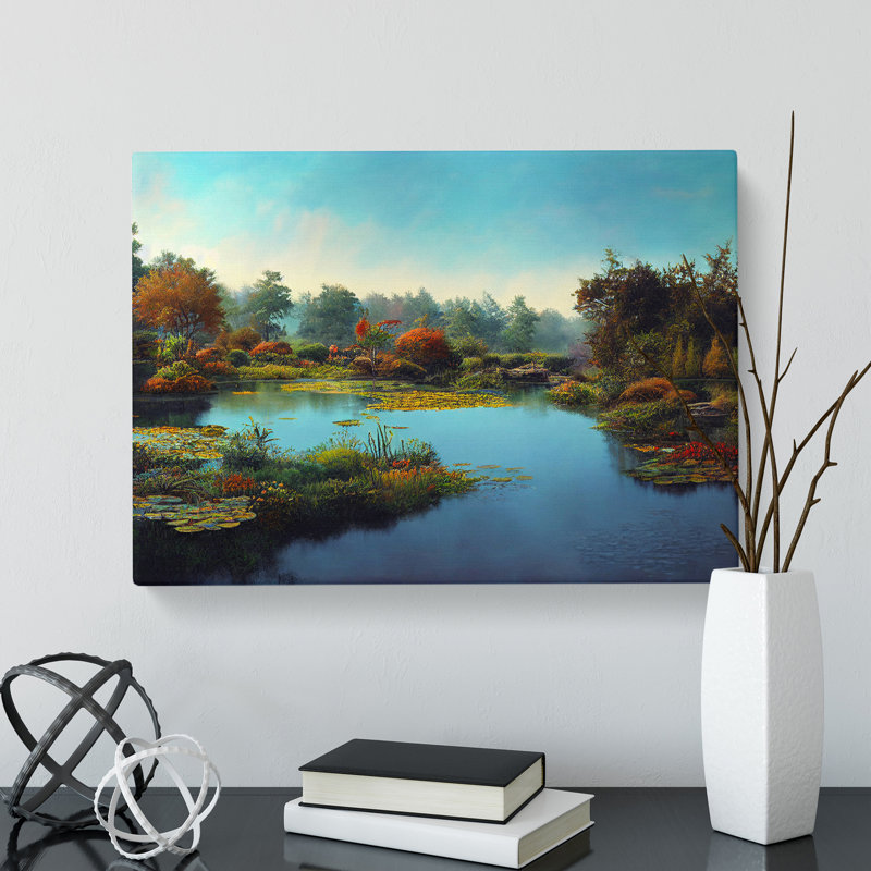 Traditional Water Lily Pond - Wrapped Canvas, 50cm H x 76cm W x 3cm D