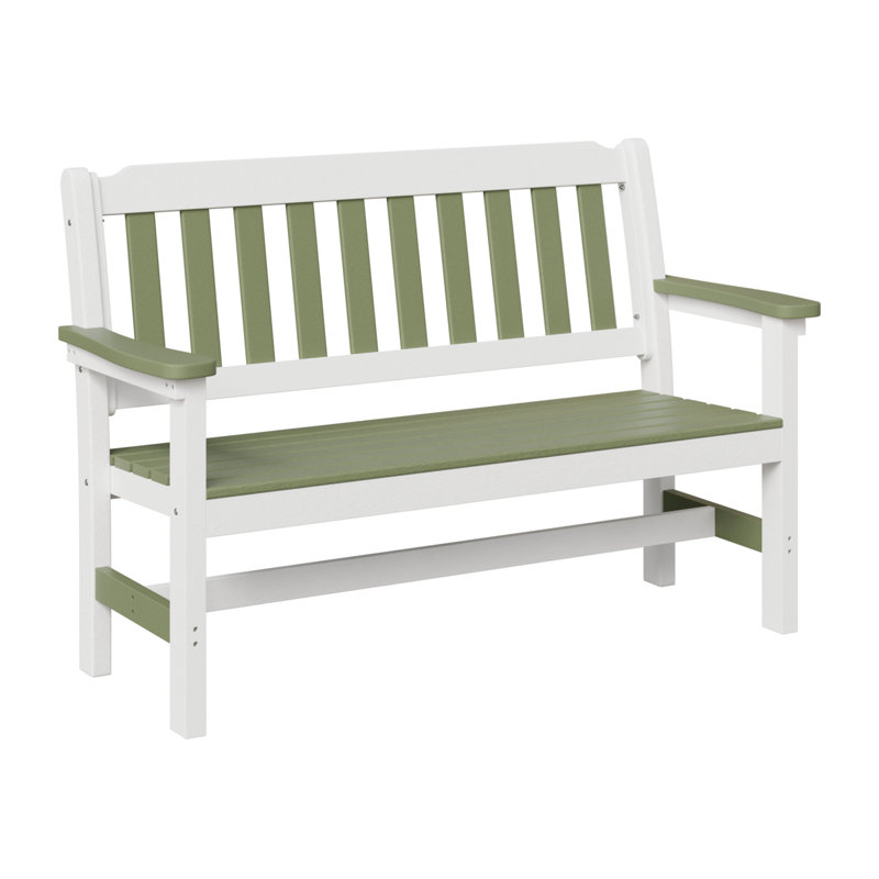 Garden Outdoor Bench, Sage/White