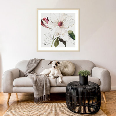 «Pink Botanical Bouquet I» par Asia Jensen, reproduction d'art encadrée sur bois