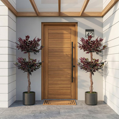Ensemble de 2 ficus artificiels de 5 pi de hauteur avec des feuilles réalistes et un vrai tronc, arbre en soie artificiel en pot pour la décoration intérieure et extérieure