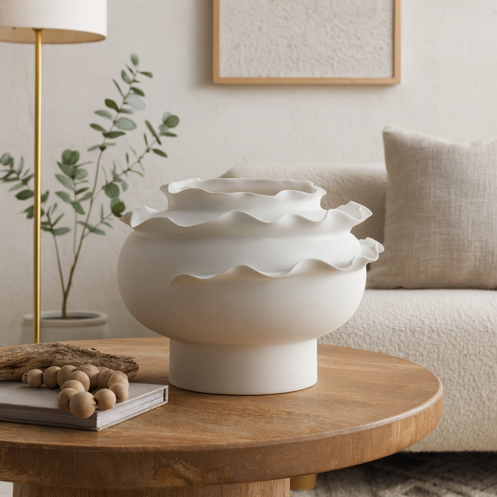 Acuna Ceramic Table Vase, White