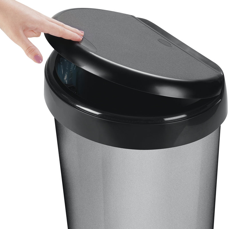 42 Litre Touch Top Waste Bin, Silver