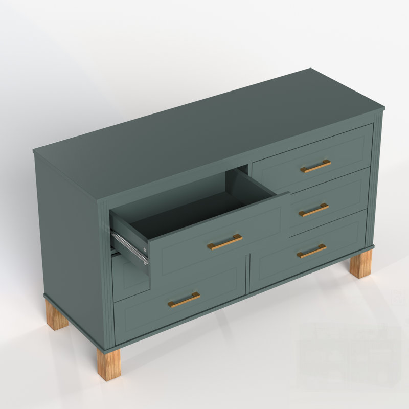 Commode double 6 tiroirs, Vert clair