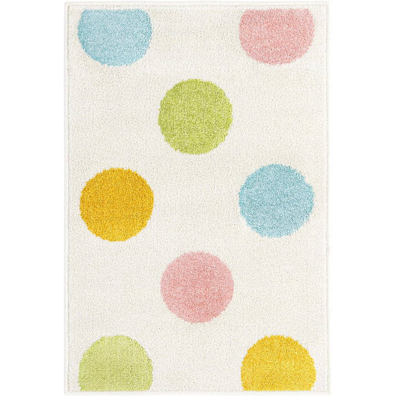  Polka Dots Whimsy Kids Rug, Rectangle 2'2" x 3'1"