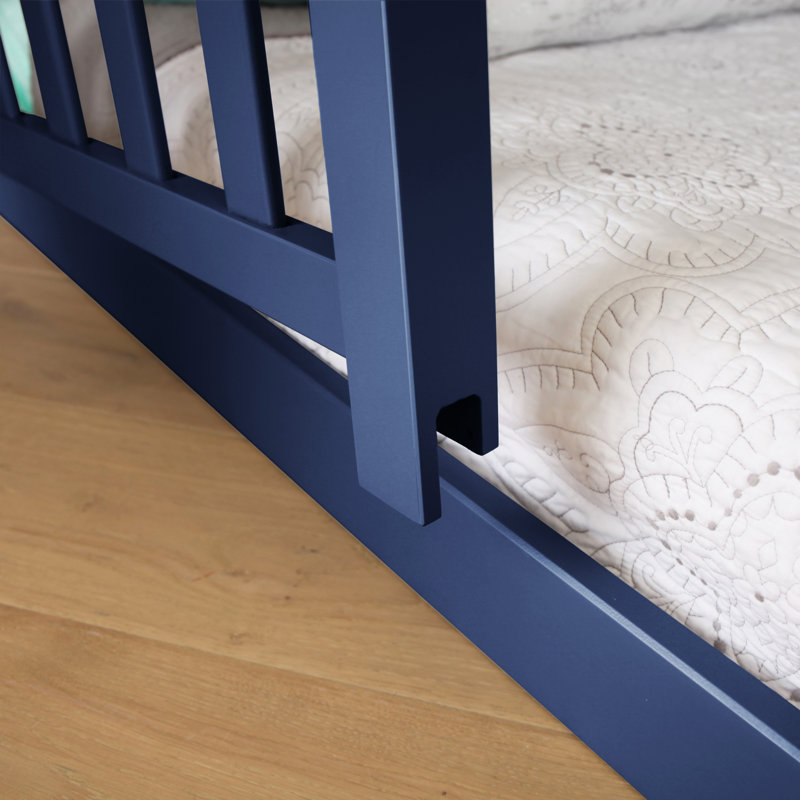 Amoura Kids Twin Over Twin Low Bunk Bed with Guard Rail, Blue