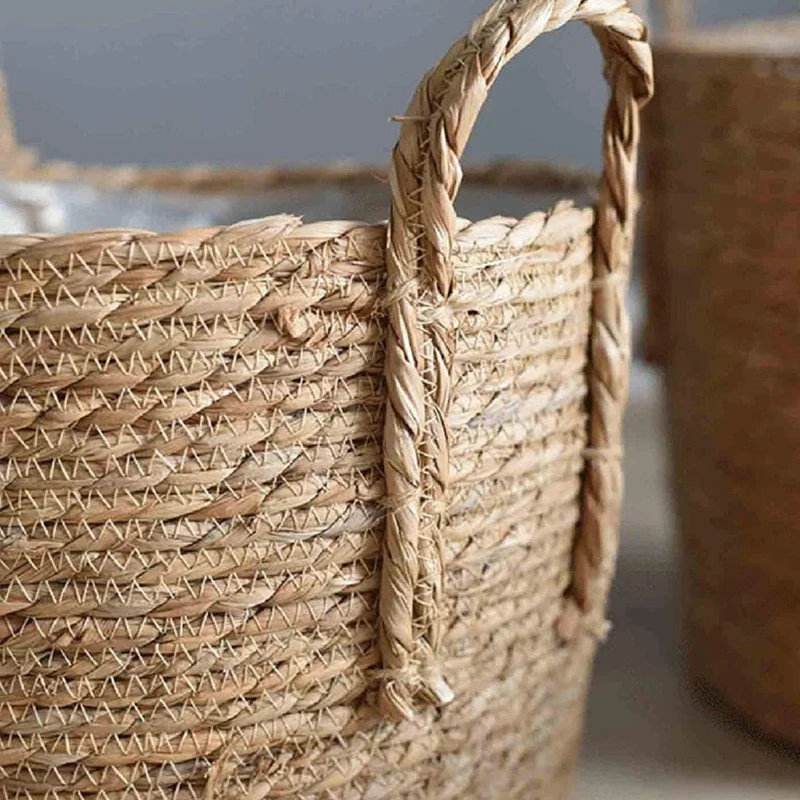 Grand panier à fleurs tissé à la main Cattail, H 11,8 po x l 10,6 po x P 10,6 po