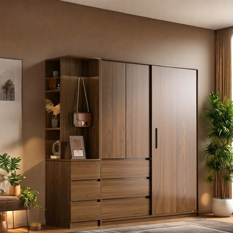 Garde-robe simple foncé classique, H 78,74 po x l 70,87 po x P 23,62 po