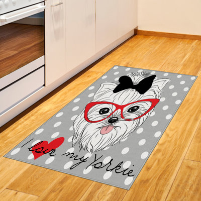 Tapis décoratif en fibre de polyester à haute densité Yorkie