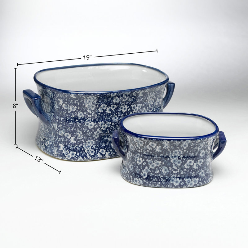 Calico Design 2-Piece Pot Planter Set