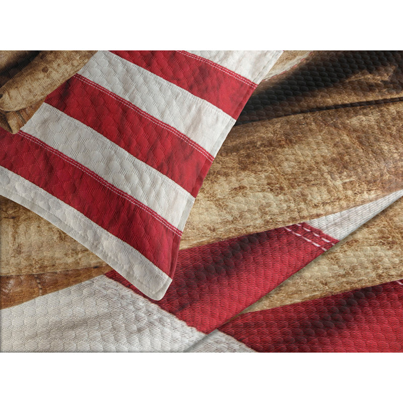 Ambesonne American Flag Bedspread Grunge Baseball, King Bedspread + 2 Standard Shams