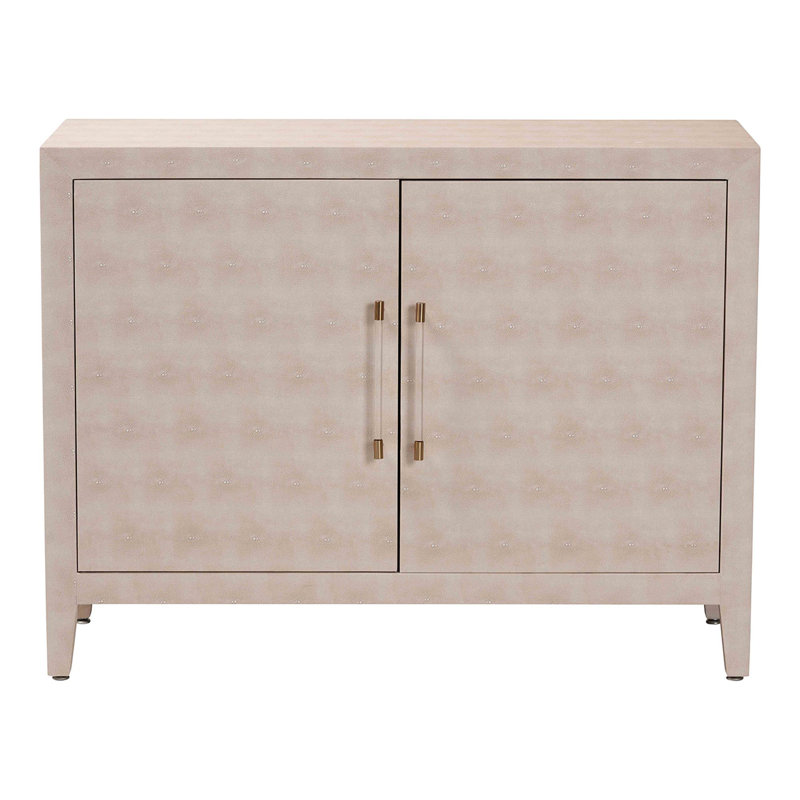 Baxton Studio Nira Faux Shagreen Storage Cabinet - Contemporary 2-Door Accent Sideboard With Sleek Metal Handles, For Entryway Or Living Room