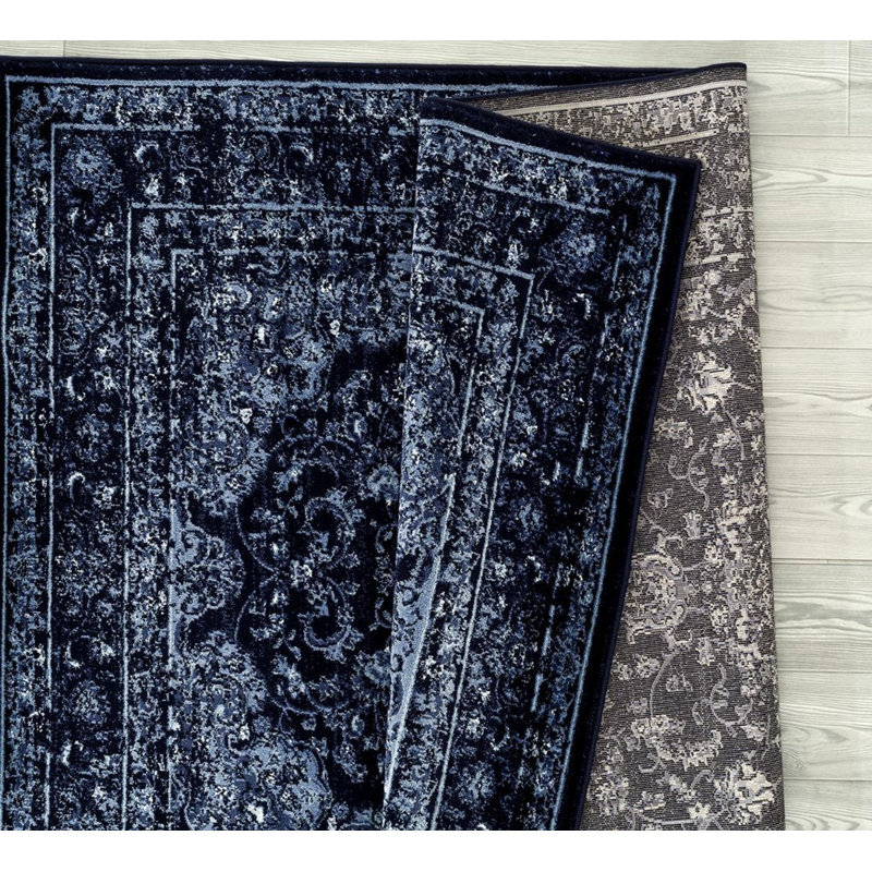 Tapis oriental bleu marine Mogos, Rectangle 8 pi x 10 pi